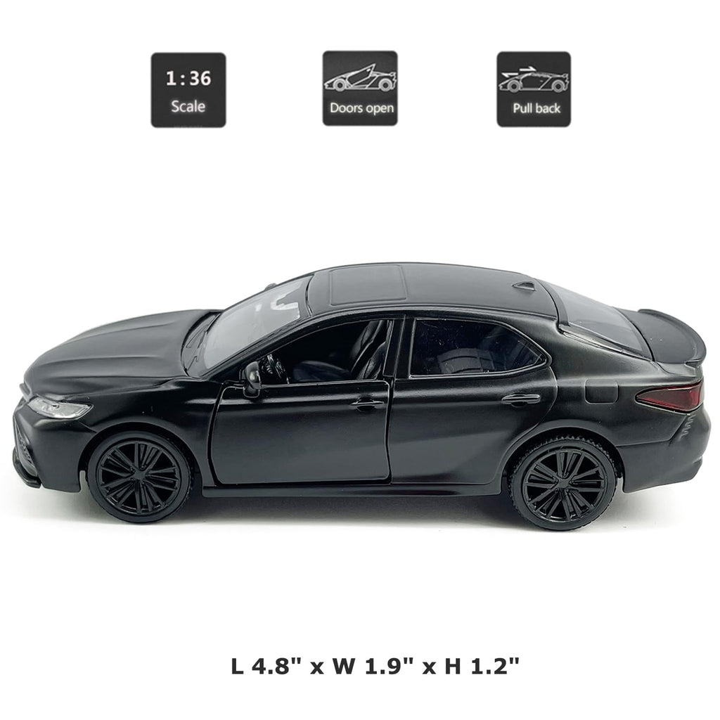 Metanyl 1/36 Scale Camry XSE 2022 Diecast Car – Matt Black, Pull Back, Opening Doors