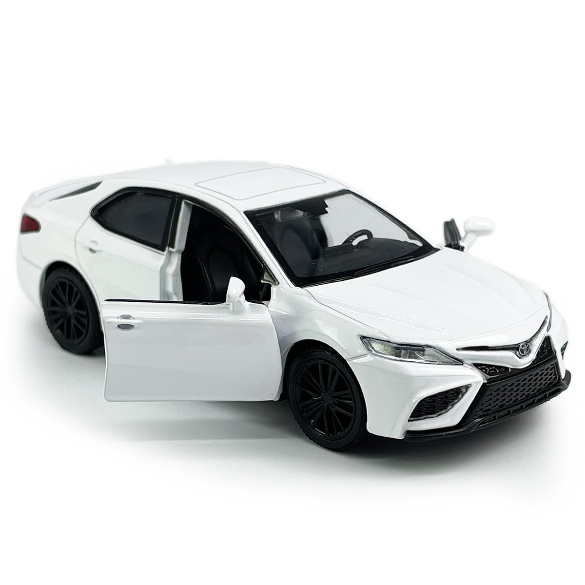 Metanyl 1/36 Scale Camry XSE 2022 Diecast Model Car - White, Pull-Back Action, Opening Doors, Metal Alloy