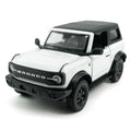 Metanyl 1/36 Scale Diecast 2-Door Bronco Badlands, White, Opening Doors, Pull-Back