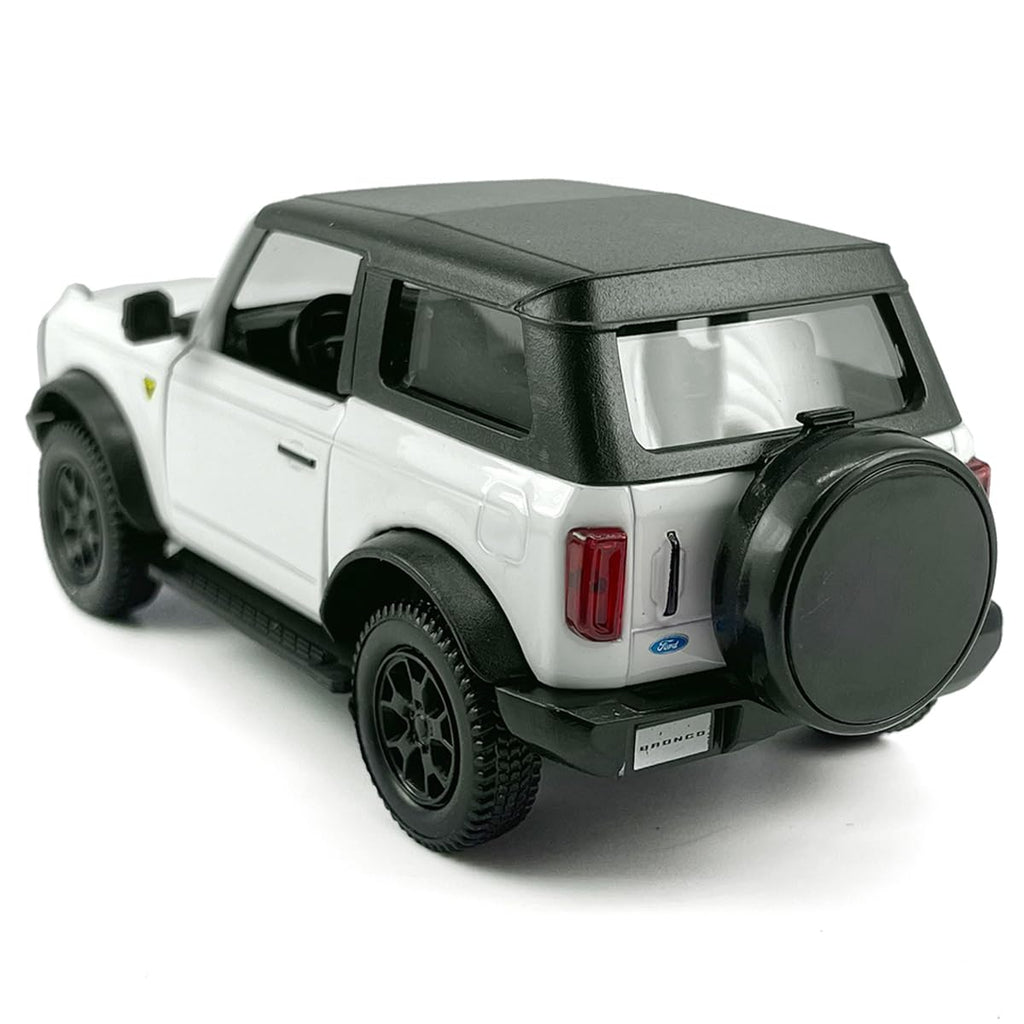 Metanyl 1/36 Scale Diecast 2-Door Bronco Badlands, White, Opening Doors, Pull-Back