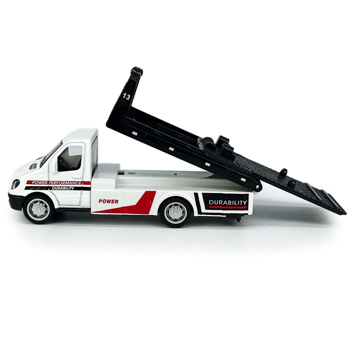 Metanyl Flatbed Truck Toy - Diecast Metal Pull Back Car Carrier with Working Flatbed for Boys Age 3+