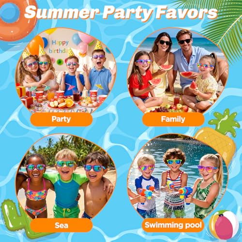 Metemot Kids Sunglasses Bulk 12 Pack - Neon UV400 Party Favors for Ages 3-8