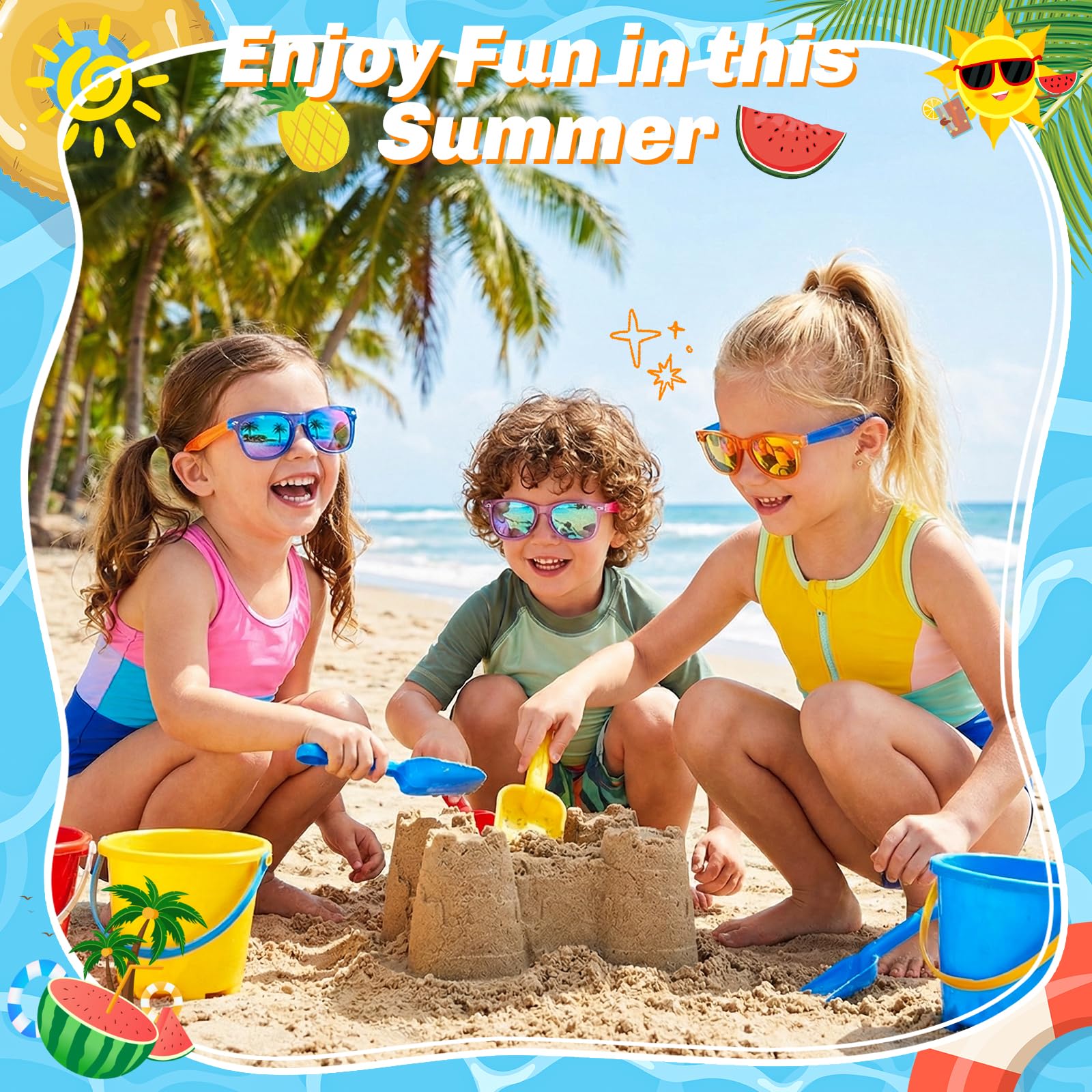 Metemot Kids Sunglasses Bulk 12 Pack - Neon UV400 Party Favors for Ages 3-8