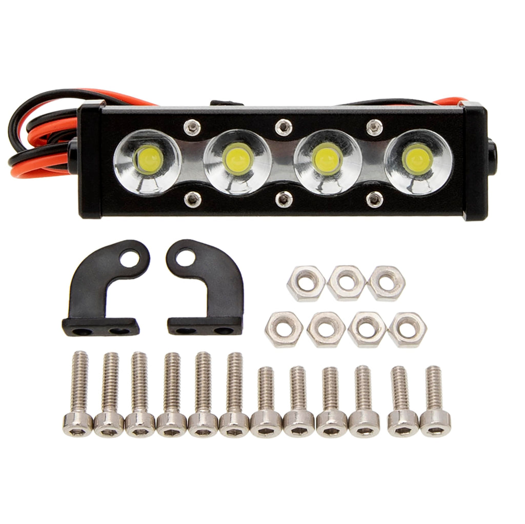 MEUS RACING 45mm LED Roof Light Bar for 1/10 RC Crawlers | 4 Beads, Aluminium Body, for SCX10 TRX4 Redcat Gen8