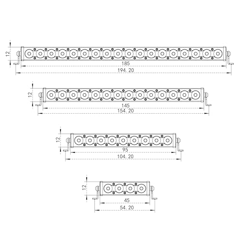 MEUS RACING 45mm LED Roof Light Bar for 1/10 RC Crawlers | 4 Beads, Aluminium Body, for SCX10 TRX4 Redcat Gen8