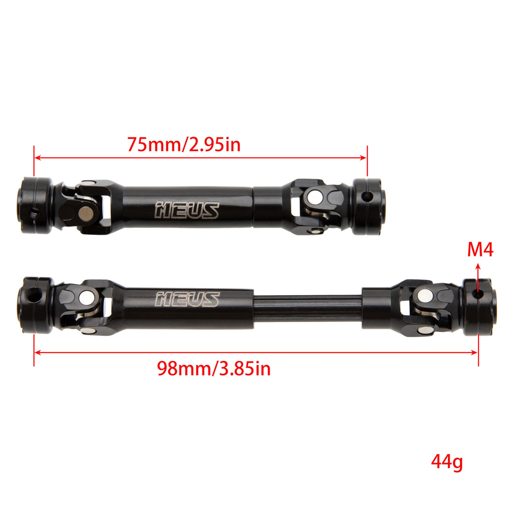 MEUS RACING 75mm Steel Driveshafts for 1/10 RC Crawlers (SCX10, Capra, D90, Gen8) – E-Shape Buckle, Universal Joint