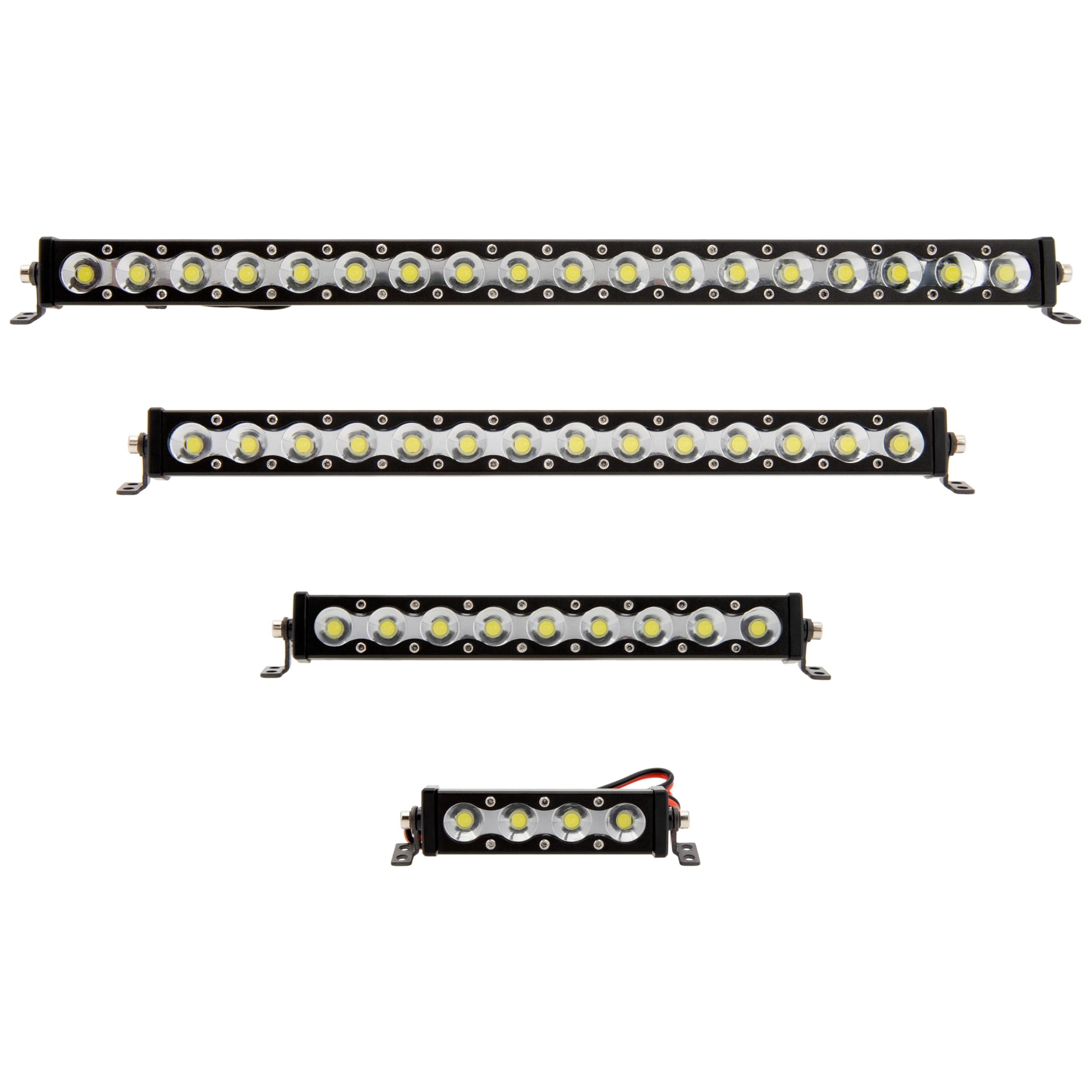 MEUS RACING 95mm LED Roof Light Bar for 1/10 1/8 RC Crawlers - 9 Bead Aluminum Light Bar with Chrome Shade