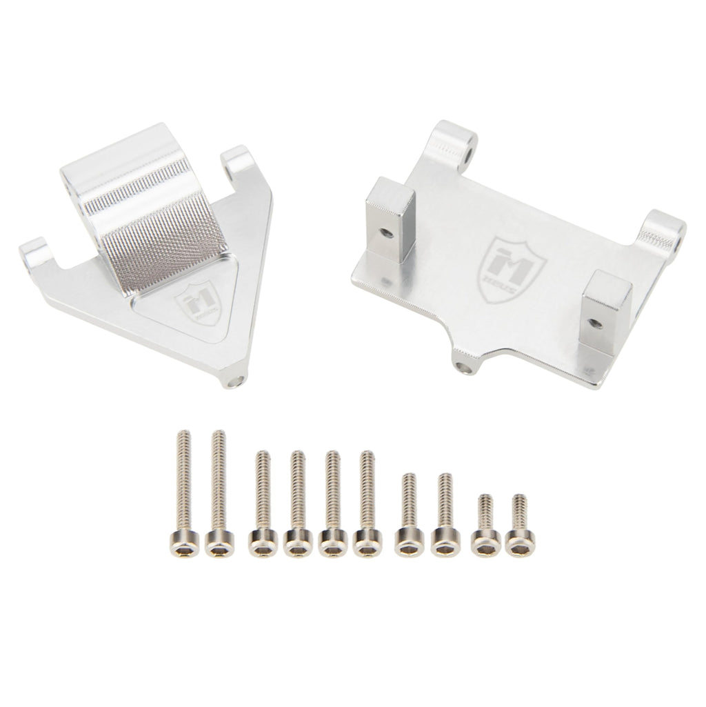 MEUS RACING Ascent 32 Servo Mount & Rear Link Riser - Silver Aluminum Upgrade for Redcat Ascent-32 1/32 RC Crawler