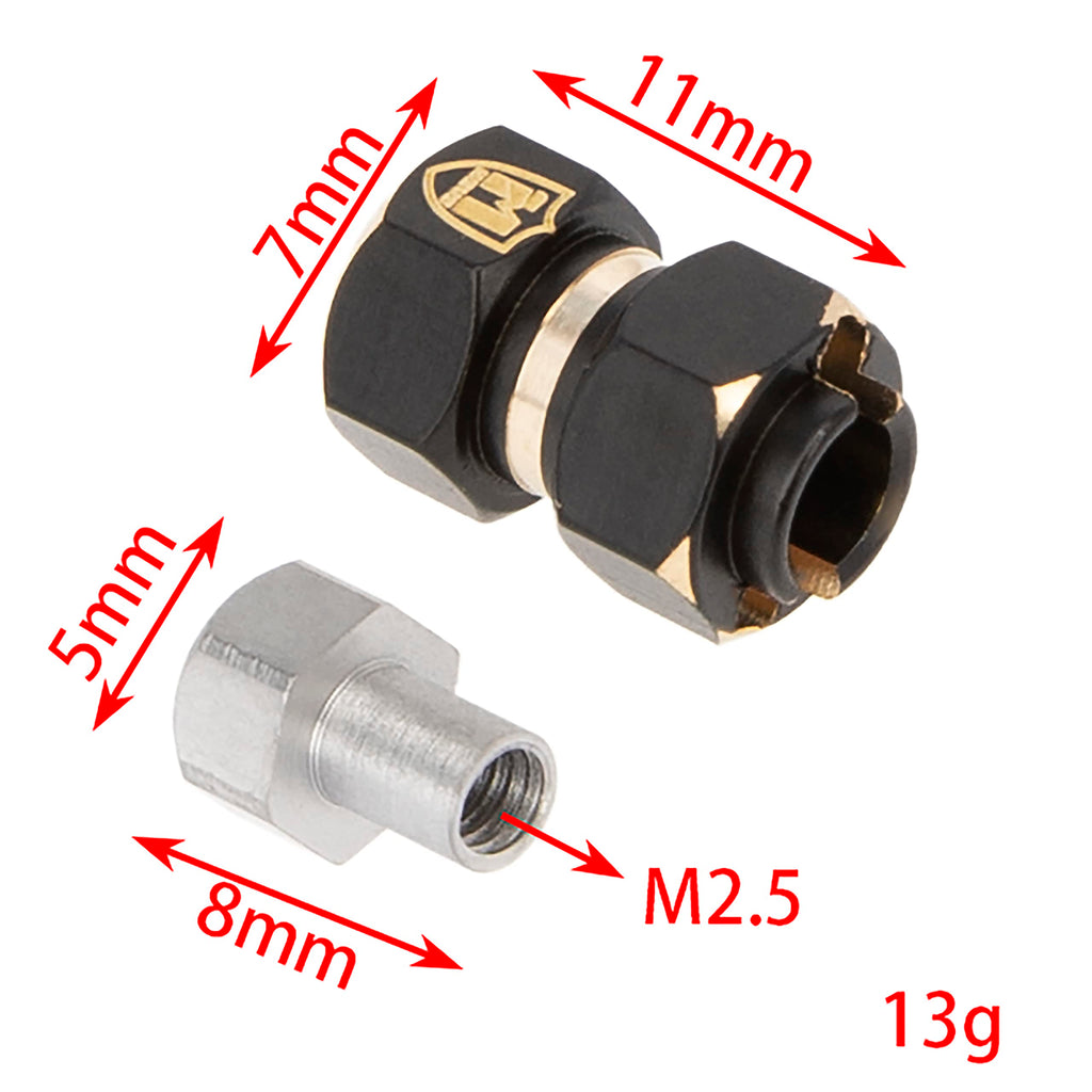 MEUS RACING Brass Wheel Spacer 10mm (6mm Offset) for TRX4M, Ascent-18, SCX24 1/18 RC Crawler