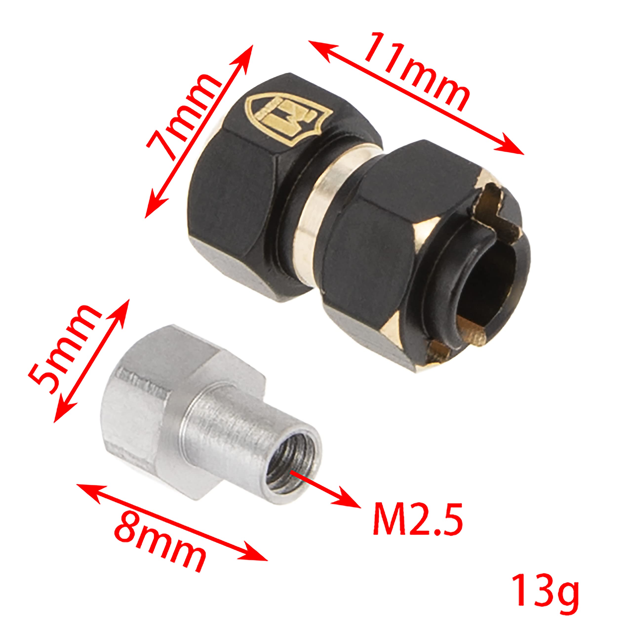 MEUS RACING Brass Wheel Spacer 10mm (6mm Offset) for TRX4M, Ascent-18, SCX24 1/18 RC Crawler