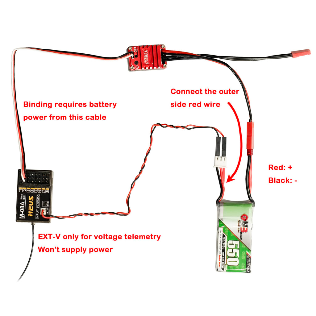 MEUS RACING M-06A 2.4GHz 6CH RC Receiver – 984ft Range, Telemetry, Water Splash Proof