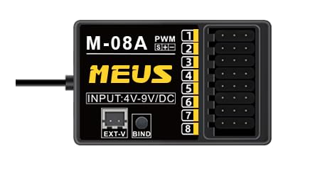 MEUS Racing M-08A 2.4GHz 8CH RC Receiver – Long Range with Voltage Telemetry for RC Cars/Trucks