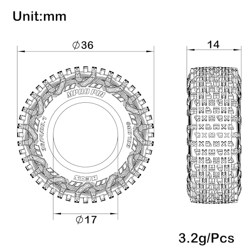 MEUS RACING MS6 MPRO Pin Crawler Tires – 0.7" Beadlock Compatible for 1/30–1/32 RC Crawlers (M0703)