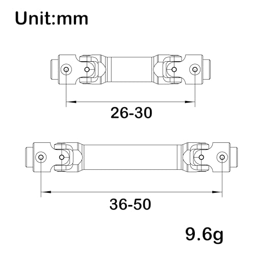 MEUS RACING SCX30 Adjustable Driveshaft Set for 1/30 Axial SCX30 RC Crawler (Silver)