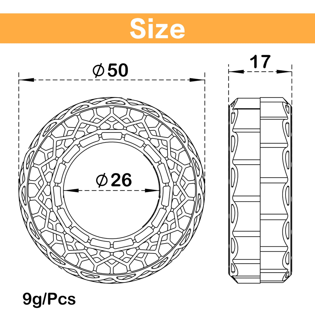 MEUS RACING Soft Silicone Rubber Inserts for 1.0 Tires (56-58mm) - Orange Soft Compound