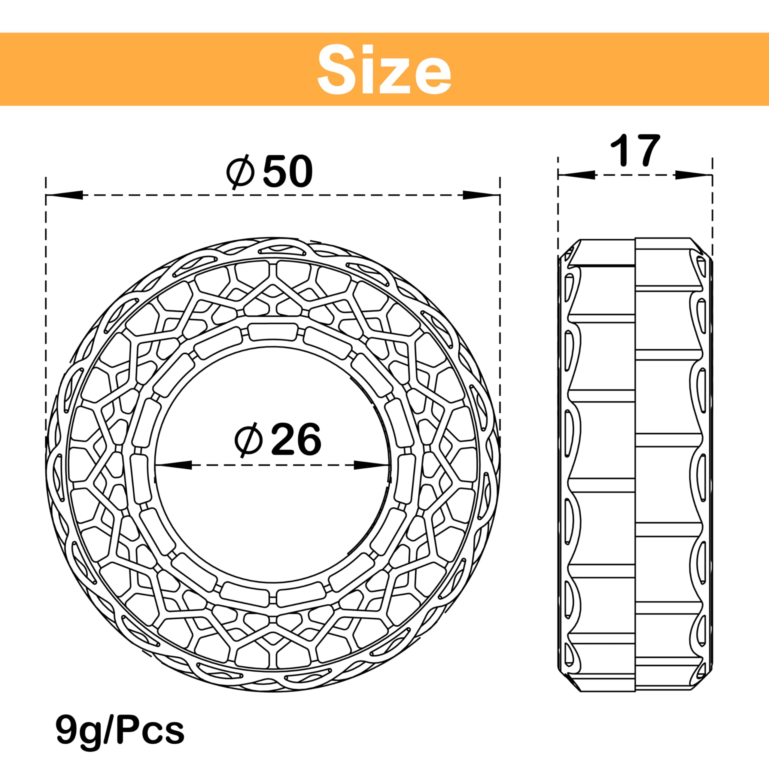 MEUS RACING Soft Silicone Rubber Inserts for 1.0 Tires (56-58mm) - Orange Soft Compound
