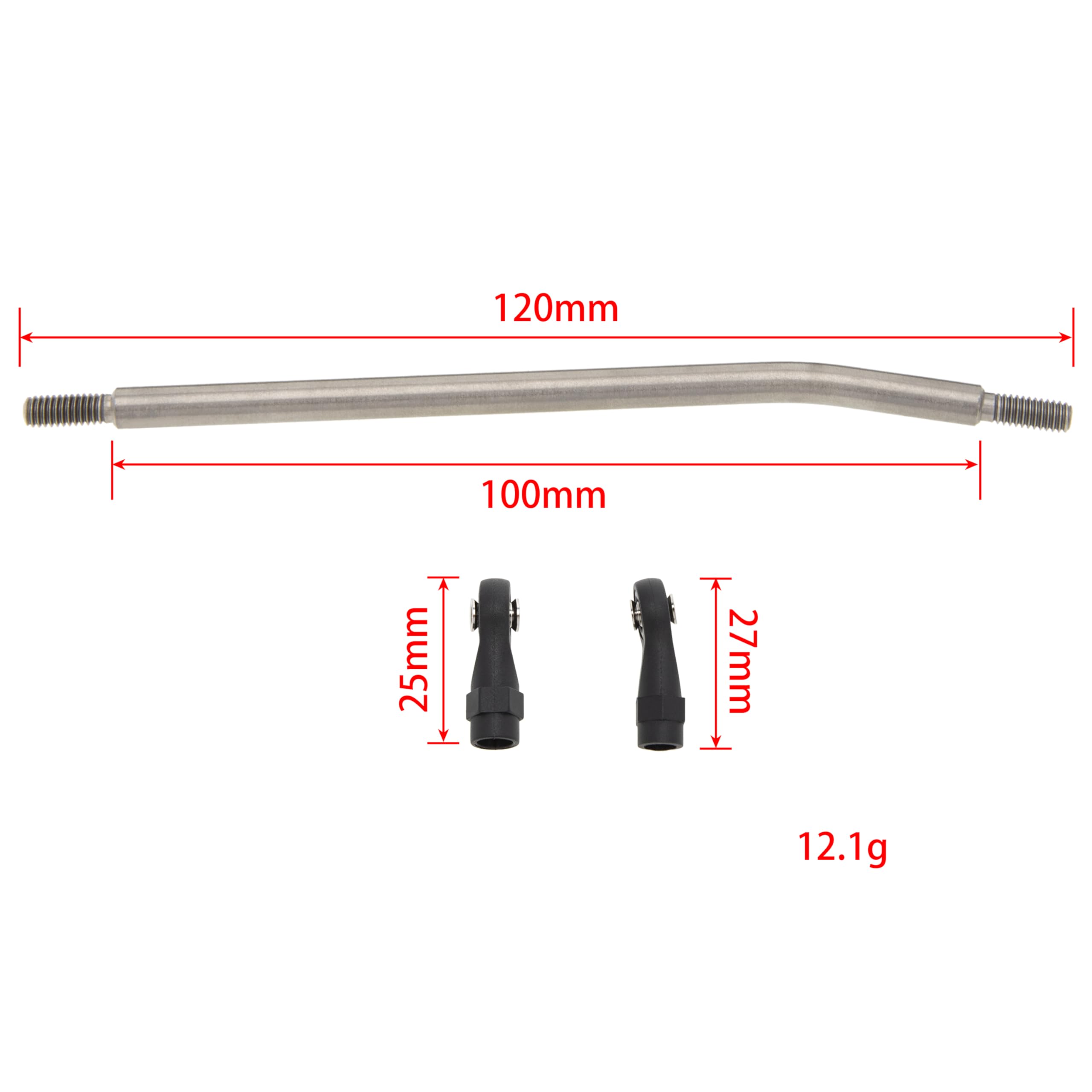 MEUS RACING Titanium Chassis Links Kit for 1/10 RC Crawlers (120mm) - Compatible with TRX4, SCX10, CCO1, Gen8