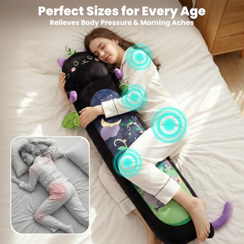 Mewaii Long Cat Plush - 5 Sizes, Extra Filling, Super Soft Kawaii Black Cat Stuffed Animal Pillow (20"/50cm)