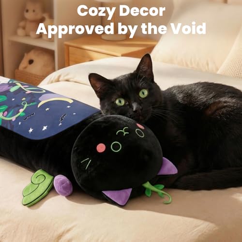 Mewaii Long Cat Plush - 5 Sizes, Extra Filling, Super Soft Kawaii Black Cat Stuffed Animal Pillow (20"/50cm)
