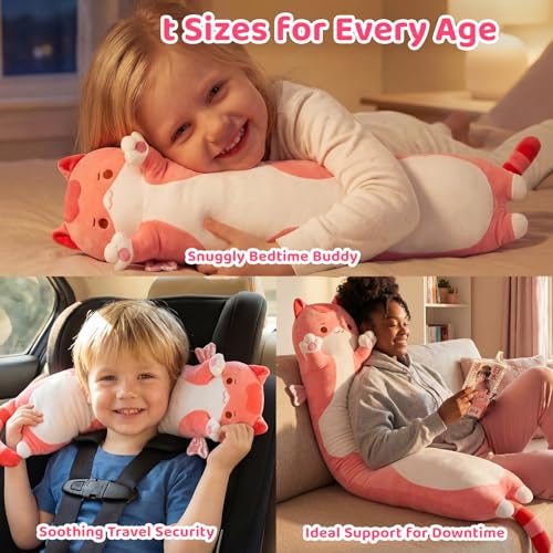 Mewaii Long Cat Plush 5 Sizes: Extra Filling, Super Soft Kawaii Pink Cat Body Pillow for Girls