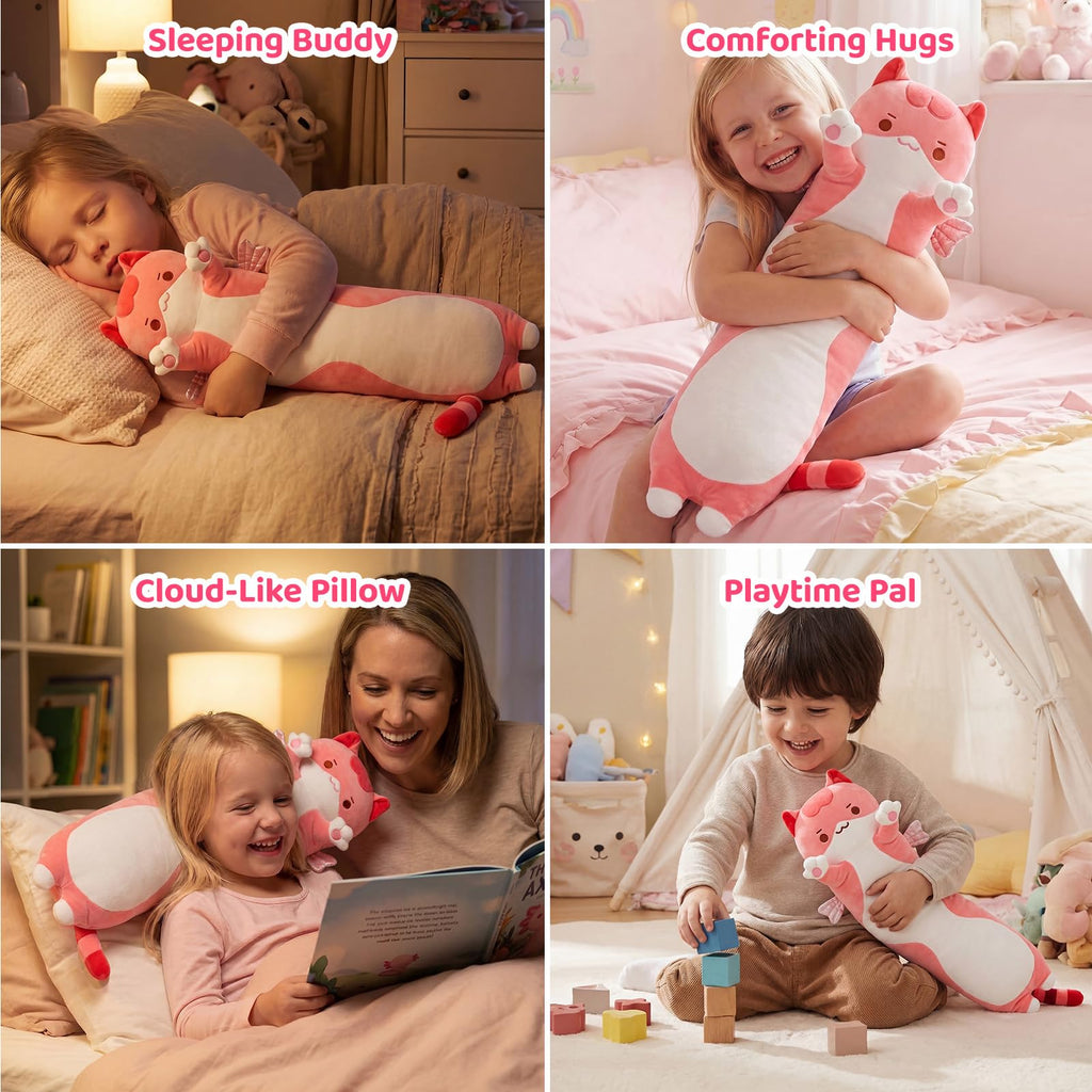 Mewaii Long Cat Plush 5 Sizes: Extra Filling, Super Soft Kawaii Pink Cat Body Pillow for Girls