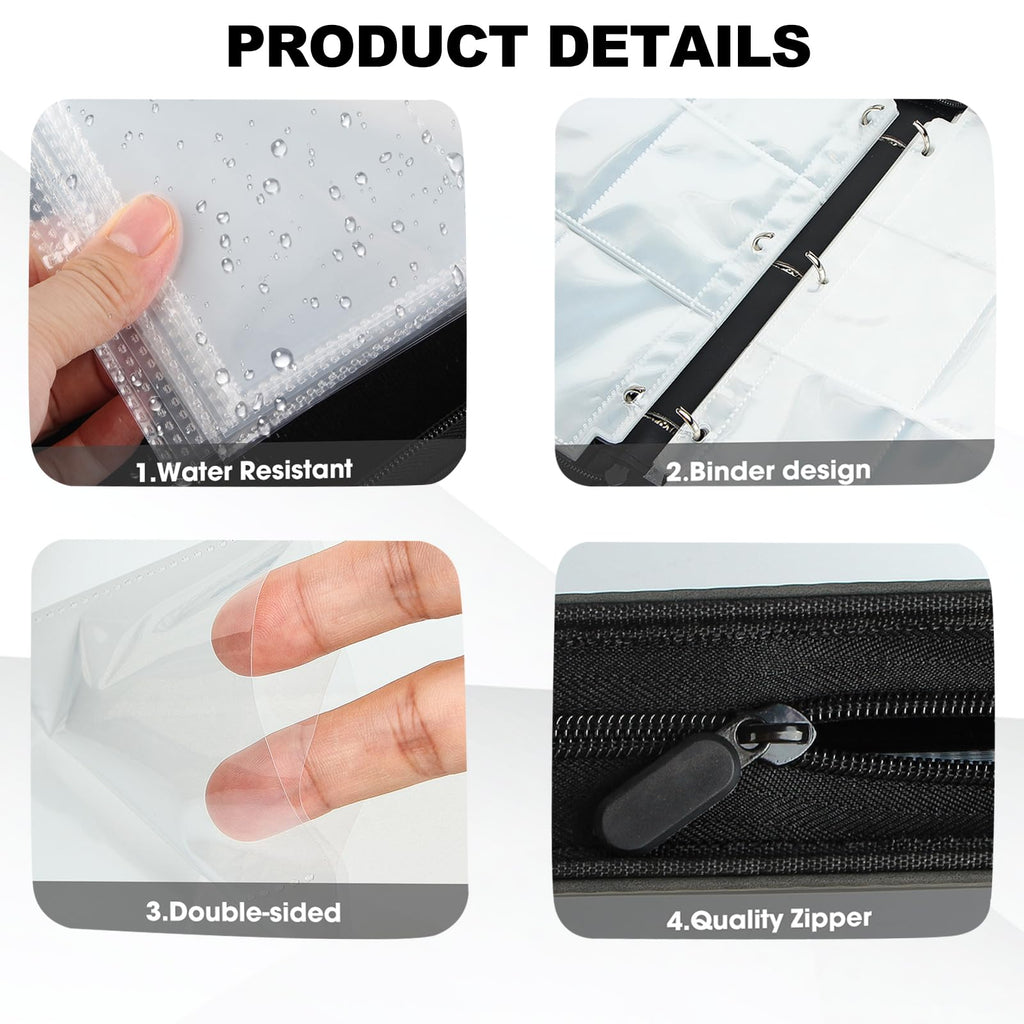 MewVeer 9-Pocket Trading Card Binder – Holds 900 Cards, PU Leather Zipper Album for MTG/YGO/TCG/Sports Cards, Black