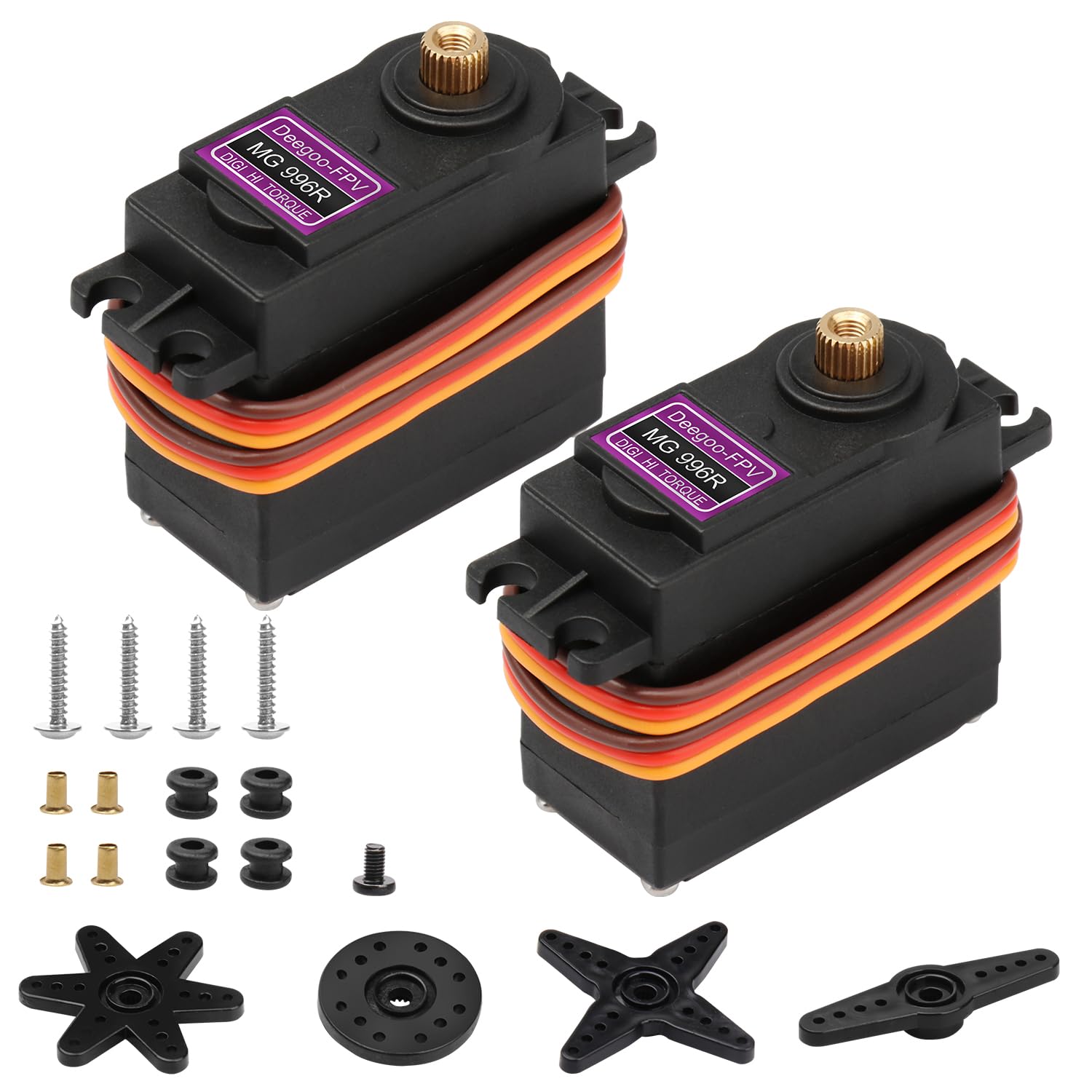 MG996R Metal Gear Servo 2-Pack by Beffkkip – 12kg/cm Torque for RC Cars, Robots, and DIY