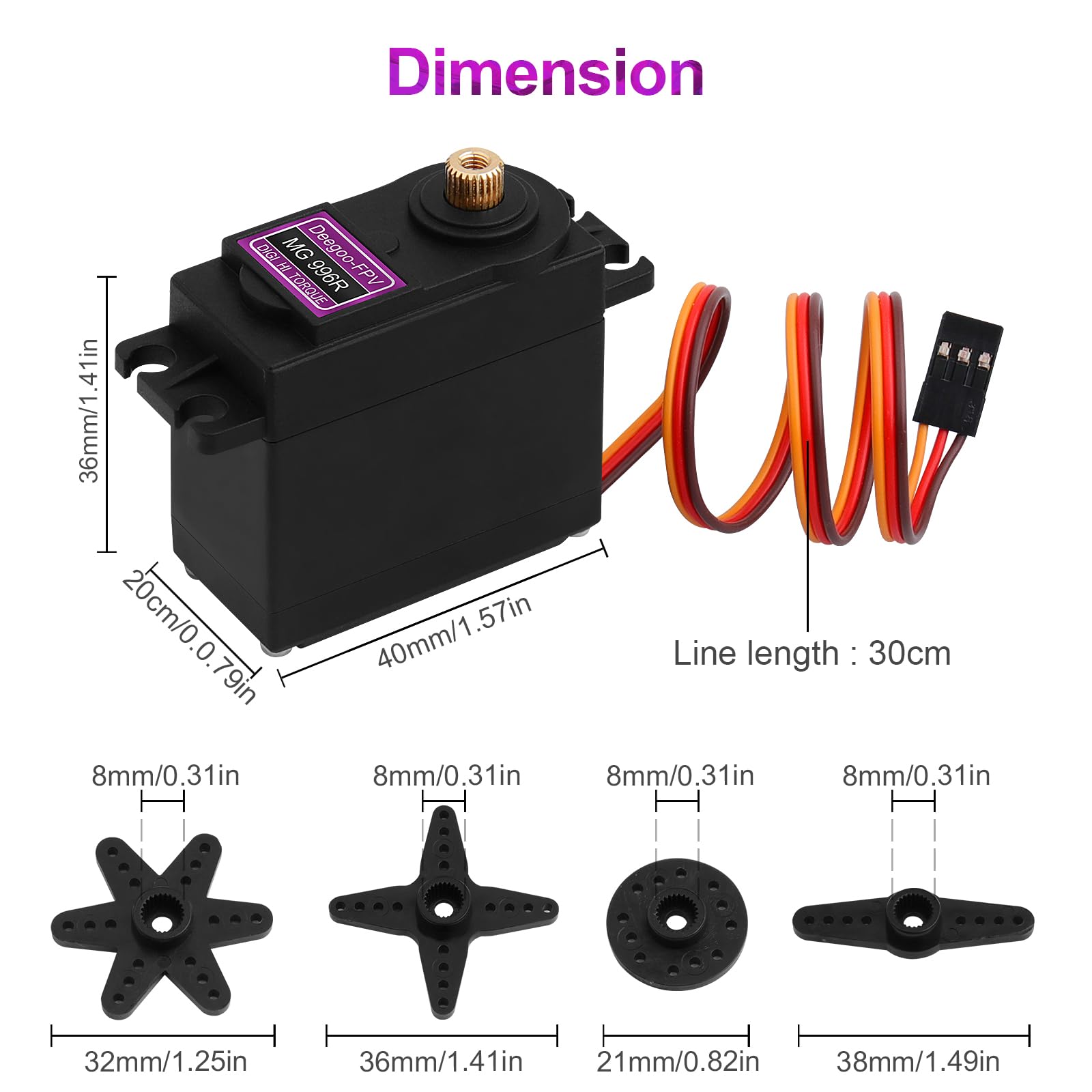 MG996R Metal Gear Servo 2-Pack by Beffkkip – 12kg/cm Torque for RC Cars, Robots, and DIY