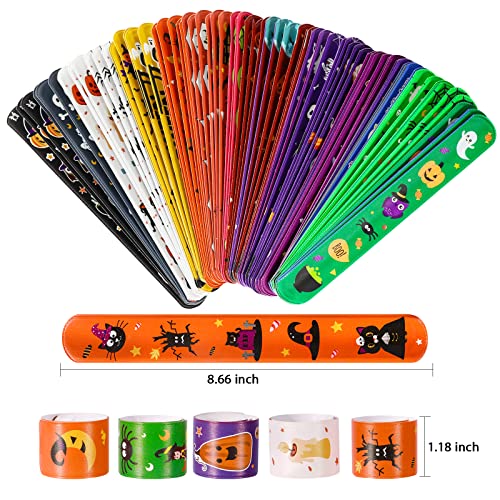 MGparty 72-Pack Halloween Slap Bracelets: 24 Spooky Designs, Safe PVC, Fun for Kids