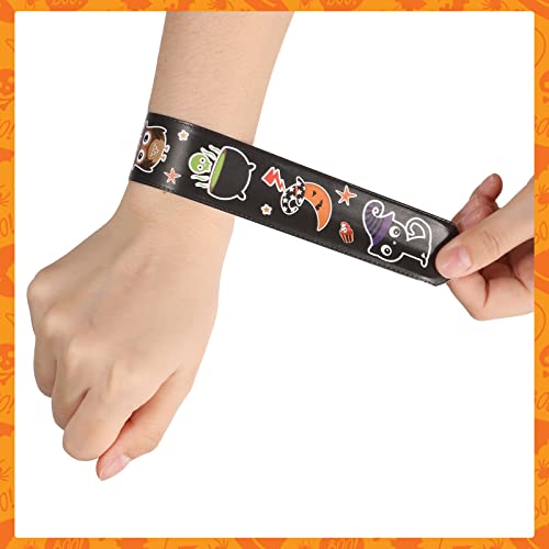 MGparty 72-Pack Halloween Slap Bracelets: 24 Spooky Designs, Safe PVC, Fun for Kids