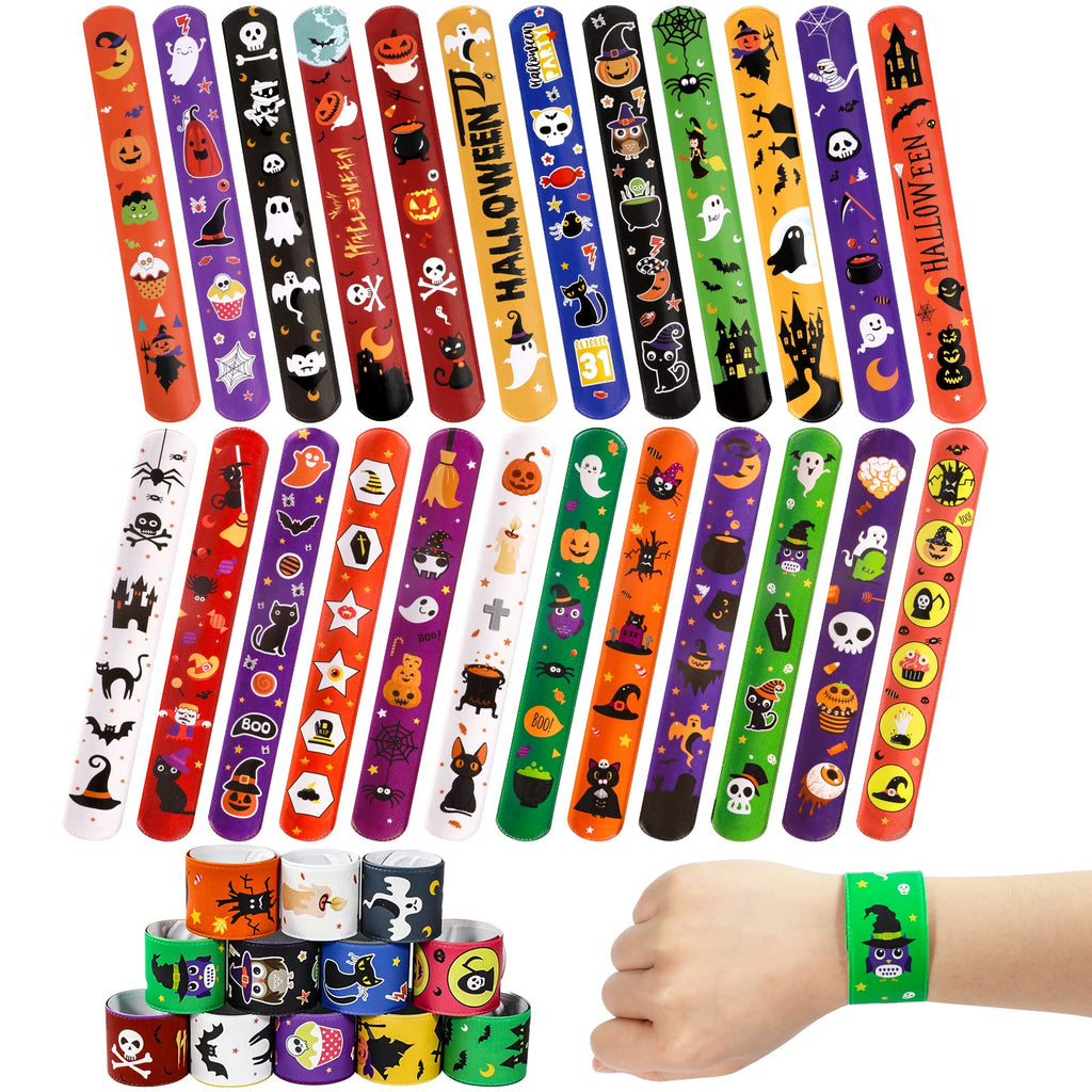 MGparty 72-Pack Halloween Slap Bracelets: 24 Spooky Designs, Safe PVC, Fun for Kids