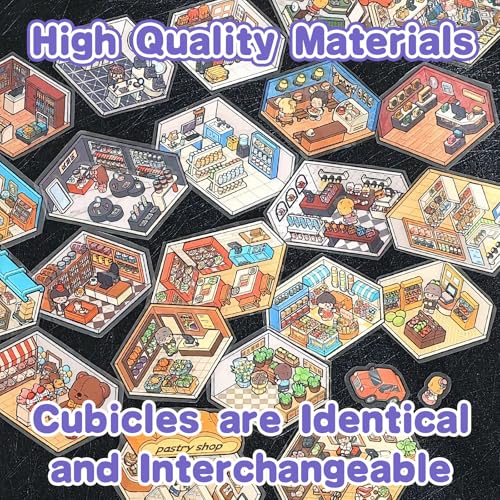 MHBEW DIY 3D Sticker Scene Collection - 10 Sets, 20 Reusable Stickers, Isometric Room Decor for Kids & Adults, City Theme