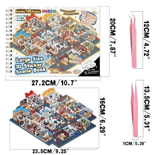 MHBEW DIY 3D Sticker Scene Collection - 10 Sets, 20 Reusable Stickers, Isometric Room Decor for Kids & Adults, City Theme
