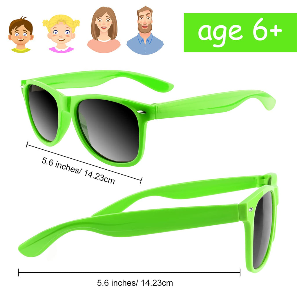 MIAHART 16-Pack Neon Kids Sunglasses Bulk Party Favors with UV 400 Protection