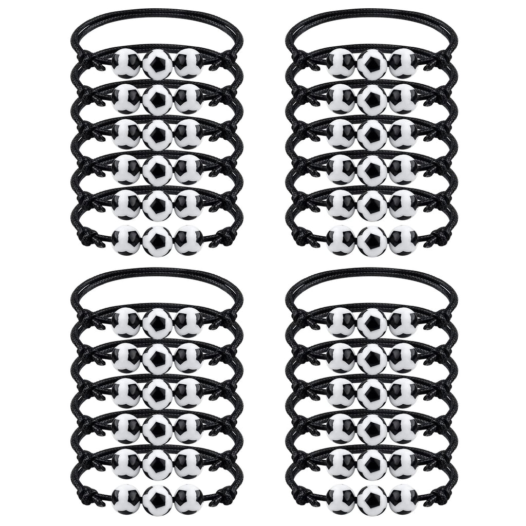 MIAHART 24-Pack Adjustable Soccer Ball Charm Bracelets - Sports Theme Party Favors for Kids and Adults