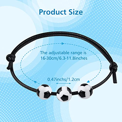 MIAHART 24-Pack Adjustable Soccer Ball Charm Bracelets - Sports Theme Party Favors for Kids and Adults