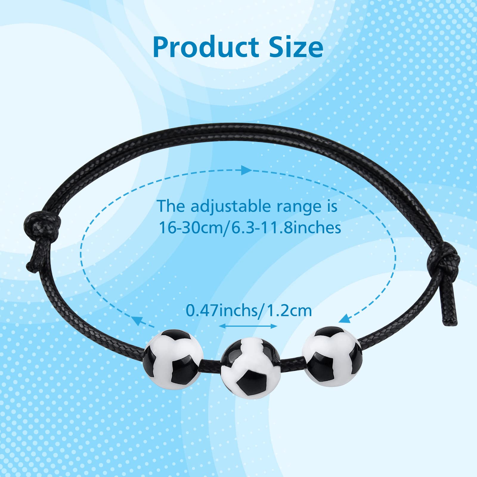 MIAHART 24-Pack Adjustable Soccer Ball Charm Bracelets - Sports Theme Party Favors for Kids and Adults