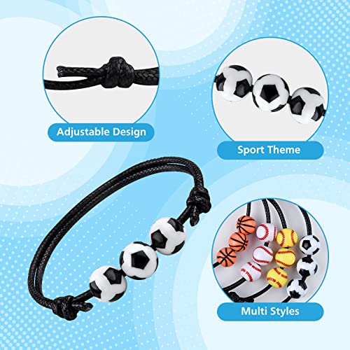 MIAHART 24-Pack Adjustable Soccer Ball Charm Bracelets - Sports Theme Party Favors for Kids and Adults