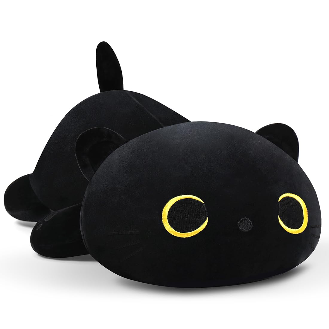 MIAOHAHA 11.8in Plush Cat Pillow - Soft Stuffed Animal Pillow for Kids and Adults, Black Cat