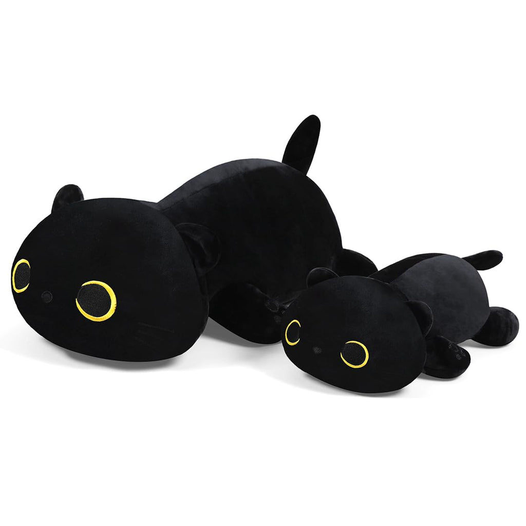 MIAOHAHA 11.8in Plush Cat Pillow - Soft Stuffed Animal Pillow for Kids and Adults, Black Cat