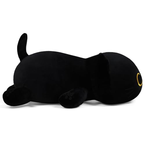 MIAOHAHA 11.8in Plush Cat Pillow - Soft Stuffed Animal Pillow for Kids and Adults, Black Cat