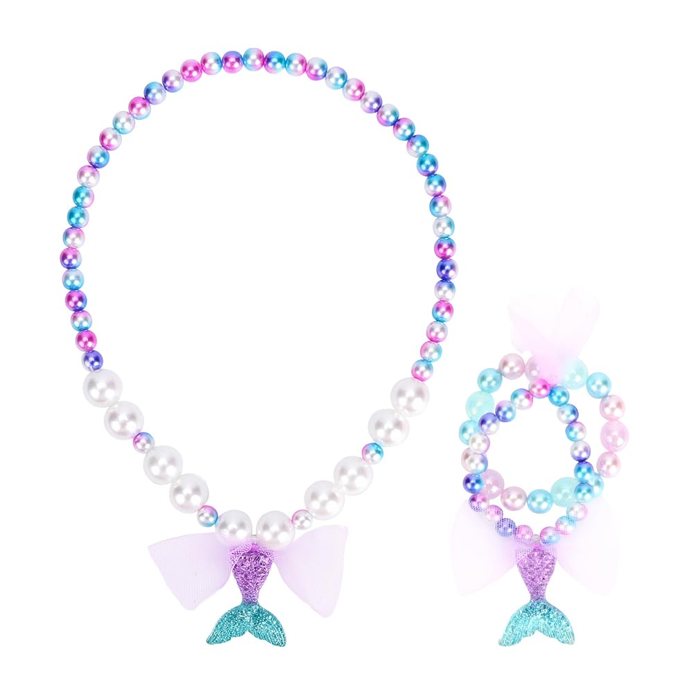 mibasies Mermaid Toddler Purse Set with Jewelry for Girls Ages 3-8