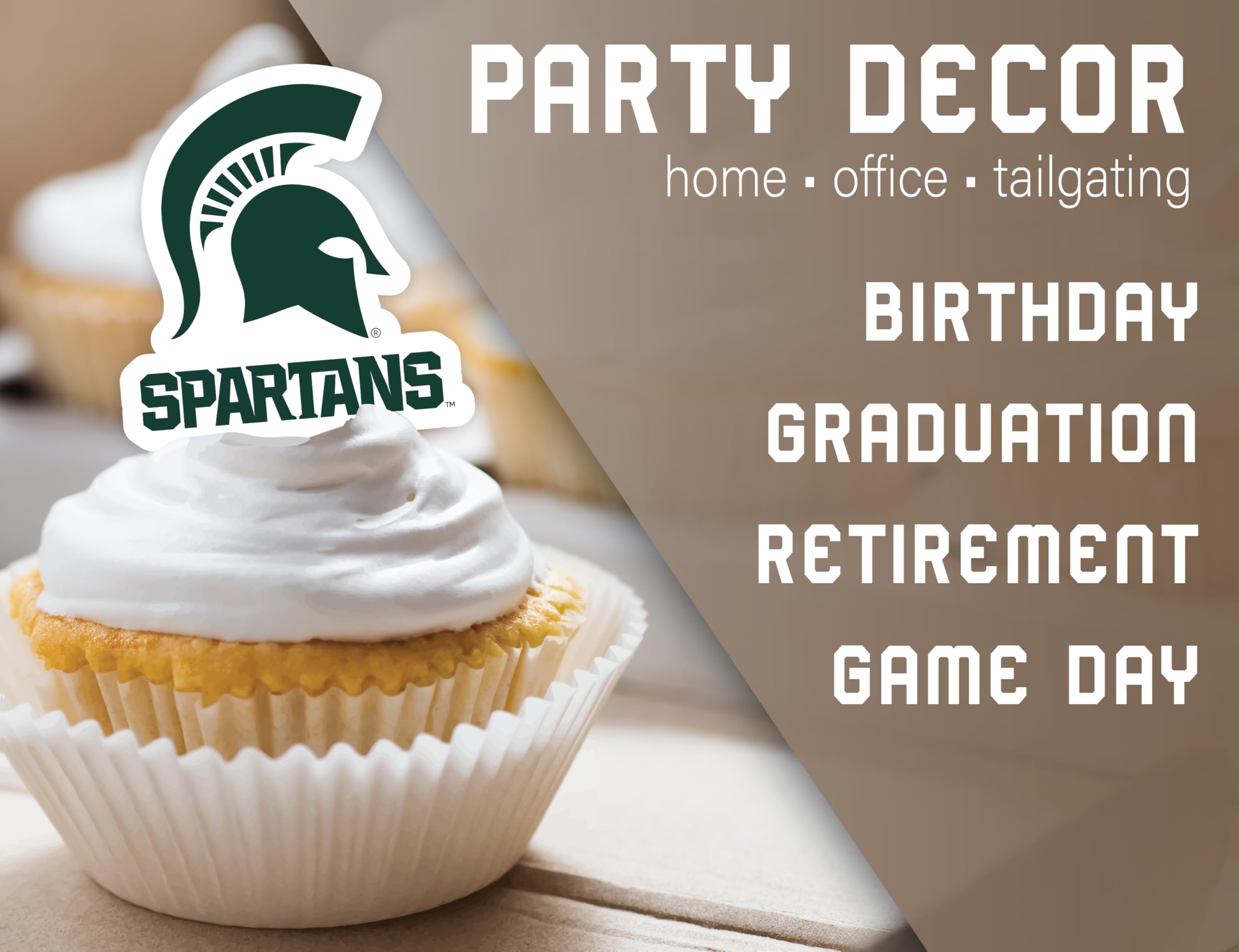 Michigan State Spartans Cupcake Toppers – 24 Pack, PartyKandy, Recyclable Paper, 3-4 Inch, for Birthday, Graduation, Tailgate