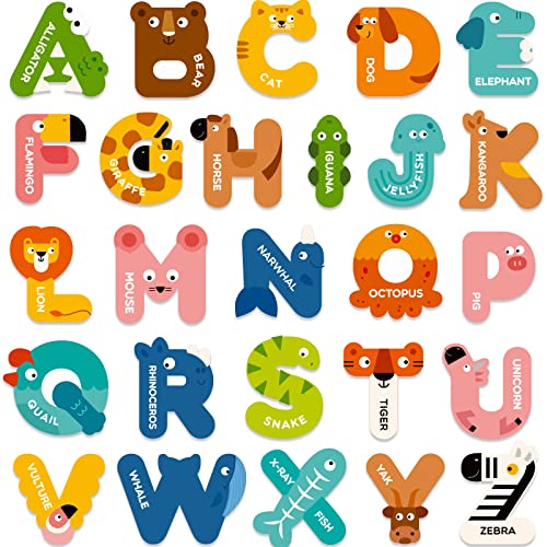 Mideer 26-Piece Large Magnetic Letters for Toddlers 1-3 – Cute Animal Alphabet Magnets for Fridge, Uppercase ABC Learning Toys for Preschool Kids 3-5