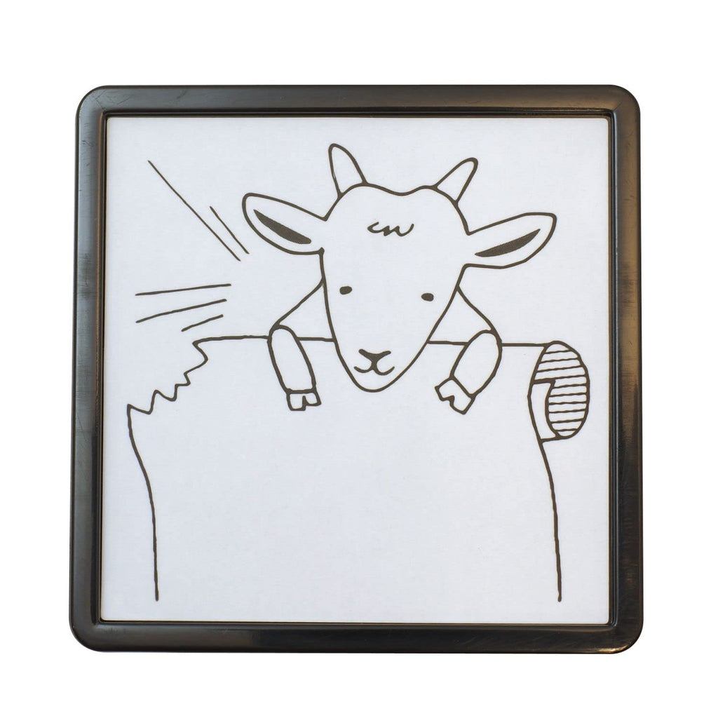 Midori Goat Pattern Stamp – Oil-Based Black Ink, Compact Stamp for Sticky Notes and Journals