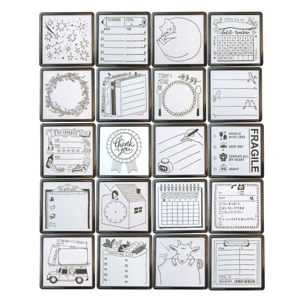 Midori Goat Pattern Stamp – Oil-Based Black Ink, Compact Stamp for Sticky Notes and Journals