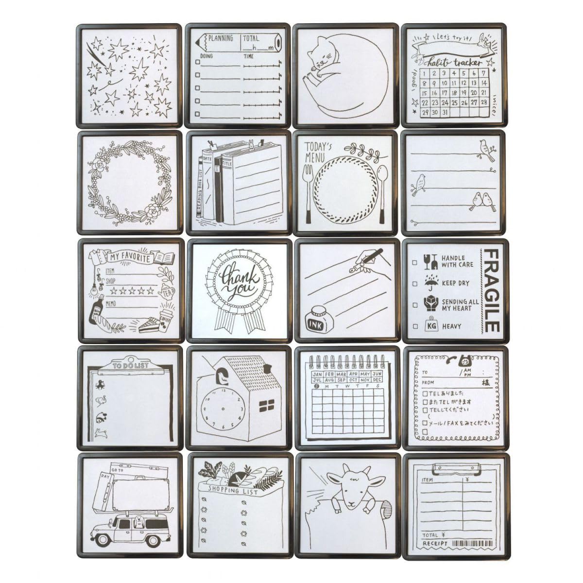 Midori Goat Pattern Stamp – Oil-Based Black Ink, Compact Stamp for Sticky Notes and Journals