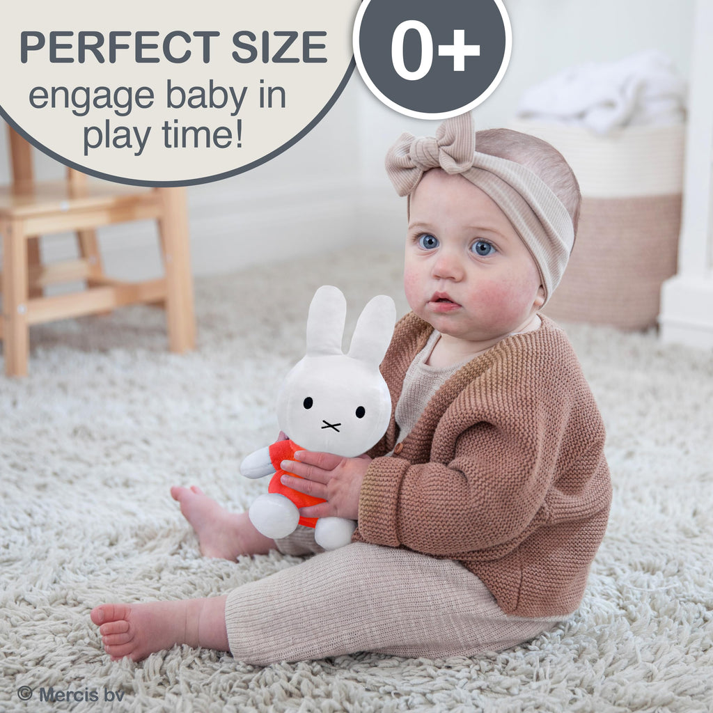 Miffy 8-Inch Sitting Plush Toy by Kids Preferred - Soft Boa Bunny in Iconic Orange Dress