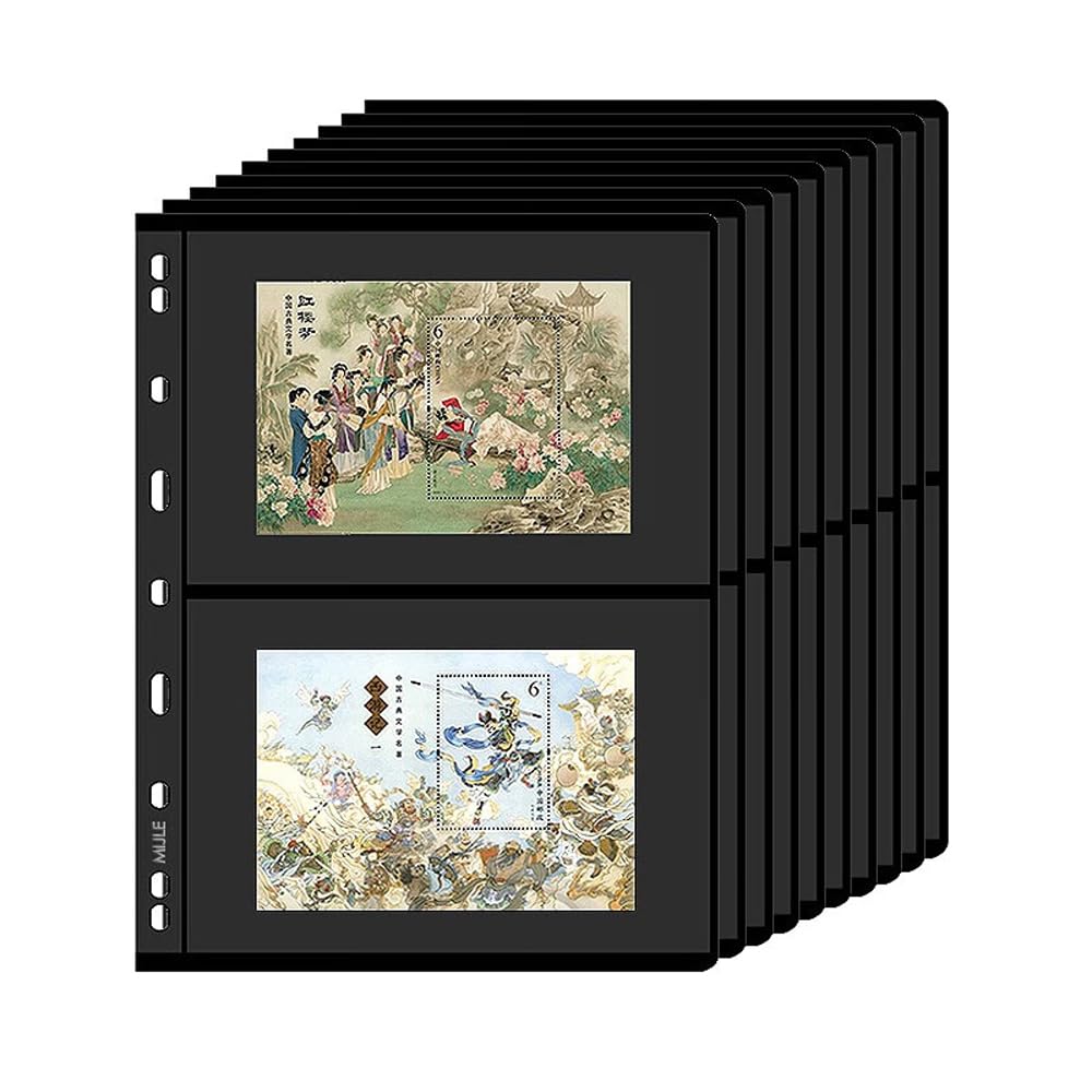 MIJLEXIG Stamp Collector Pages – 10 Sheets, 9-Hole, 2-Row for Standard Albums