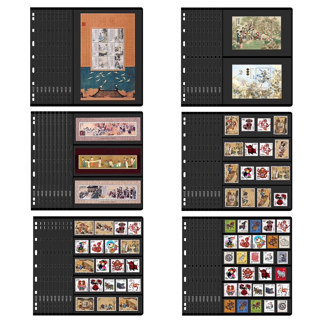 MIJLEXIG Stamp Collector Pages – 10 Sheets, 9-Hole, 2-Row for Standard Albums